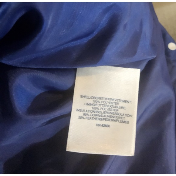 Lands End Down Puffer Vest Womens M P MP 10 Petite Blue White Polka Dot Quilted - Picture 6 of 6